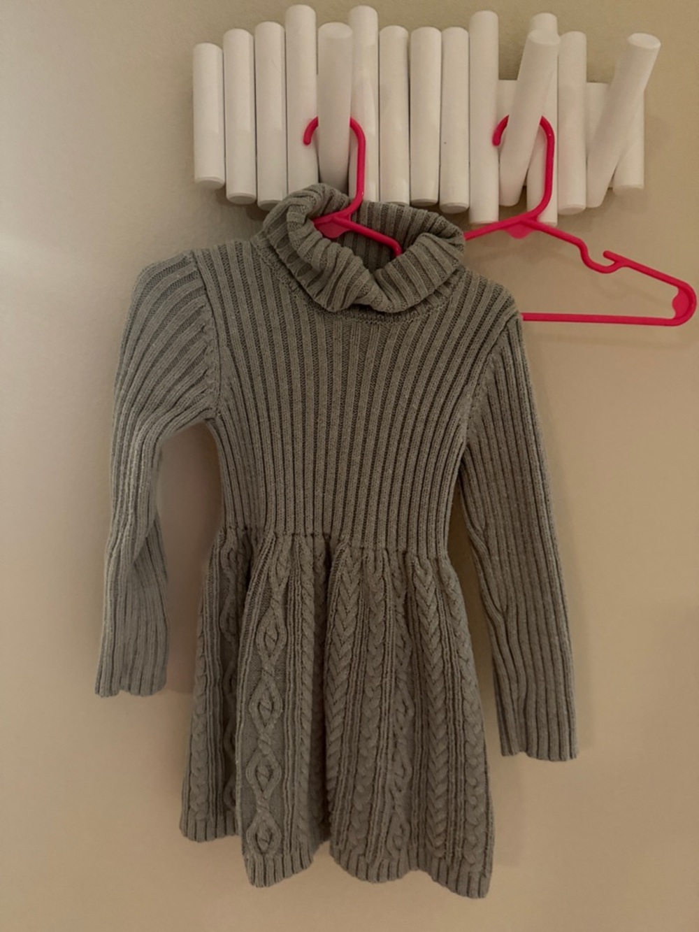 Gray Knit Turtleneck Sweater Dress
